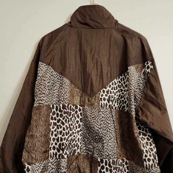 Vtg Windbreaker Maggie Barnes Animal Print Patches Women 1 X Athleisure Y2K - Picture 11 of 15